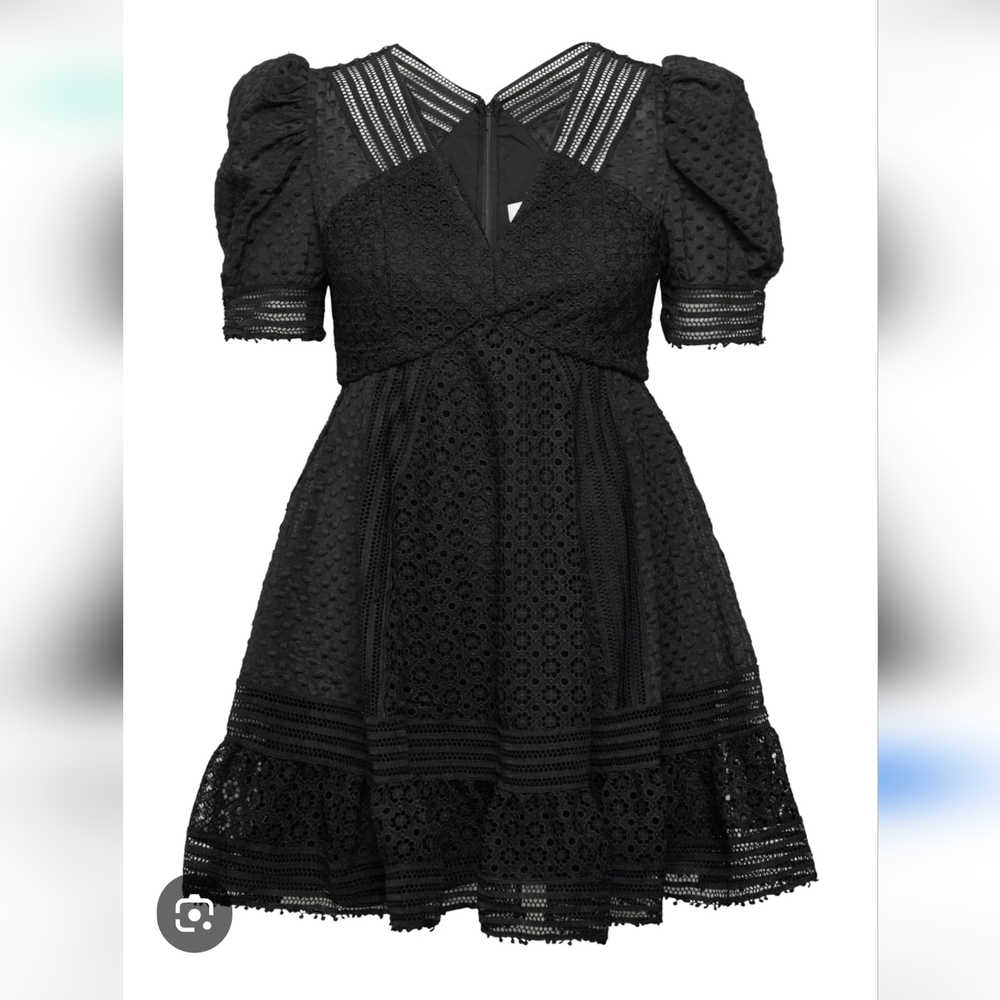 by Malina Womens Black Abby V-Neck Woven Mini Dress - Picture 3 of 7